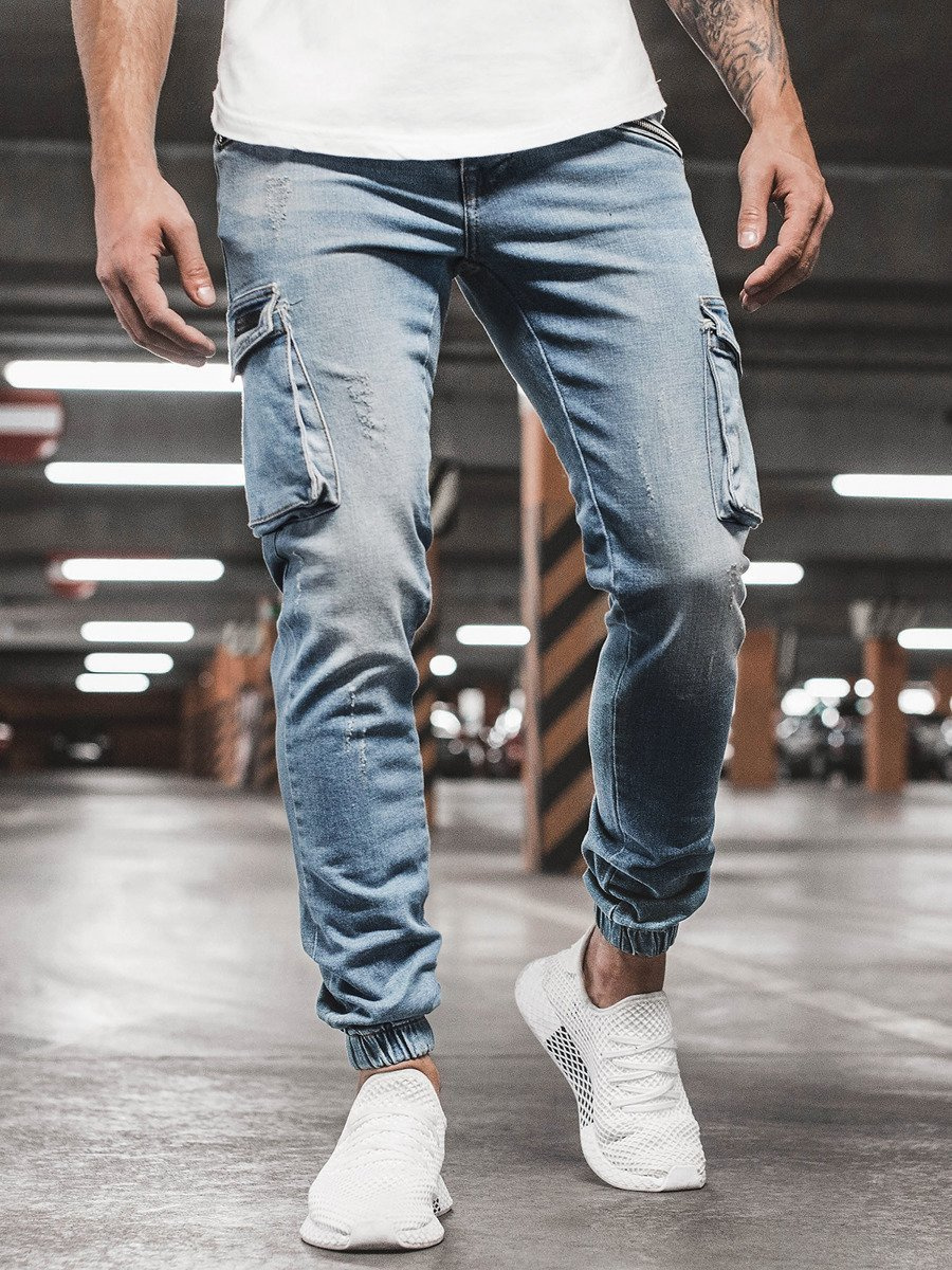 Jean jogger Homme Bleu clair OZONEE G/3002 OZONEE