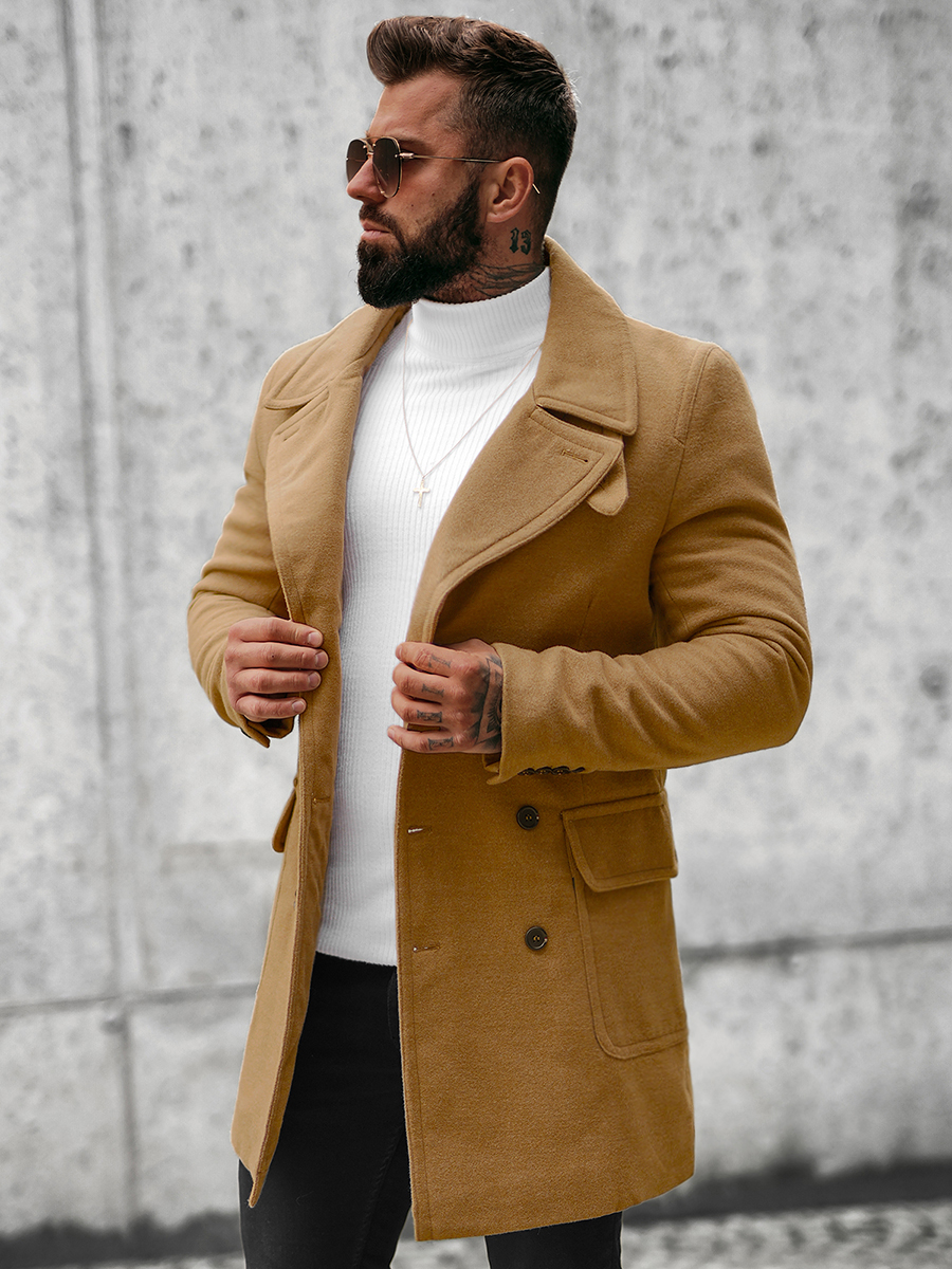 long manteau beige homme