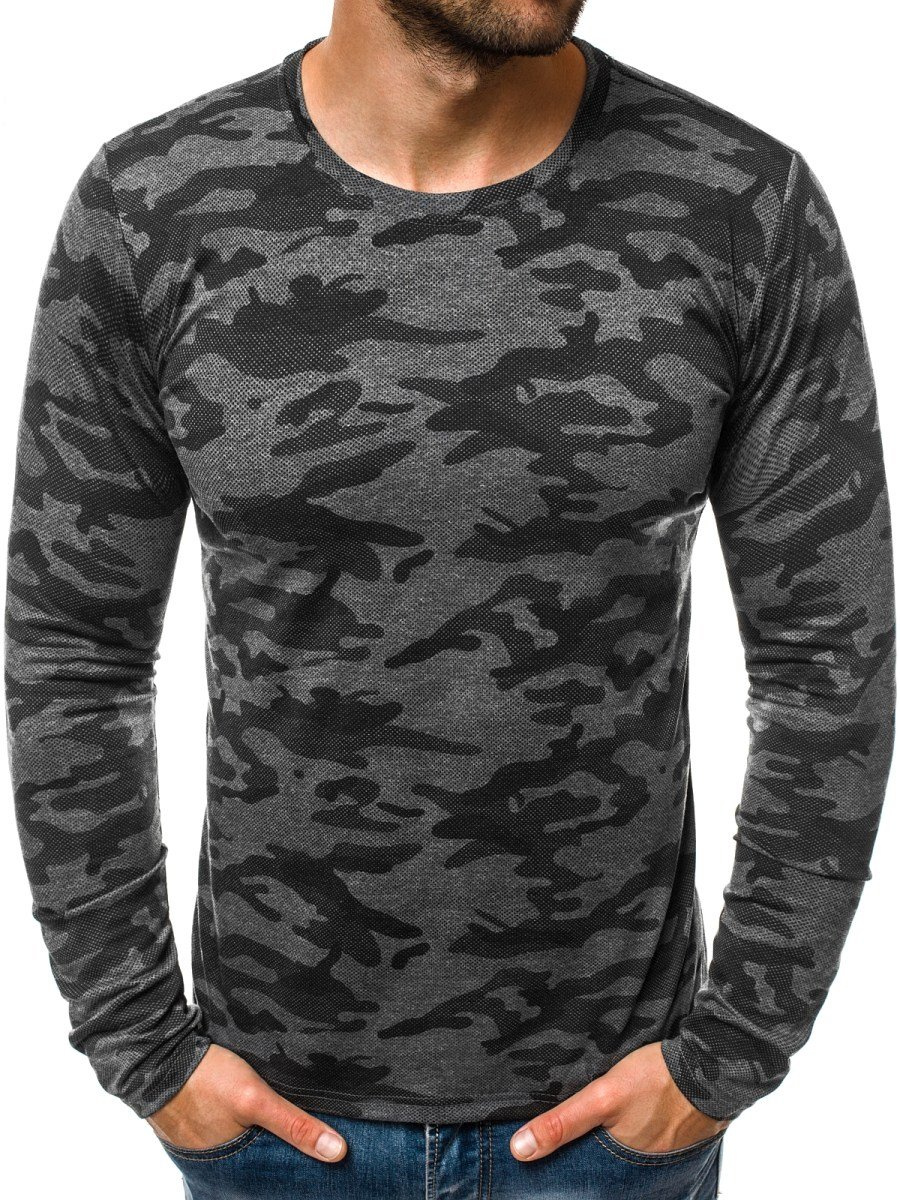 t shirt manche longue homme gris