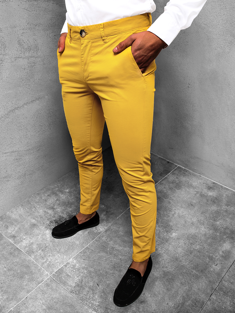 Pantalon Chino Homme Jaune OZONEE JB/JP1146/3 | OZONEE