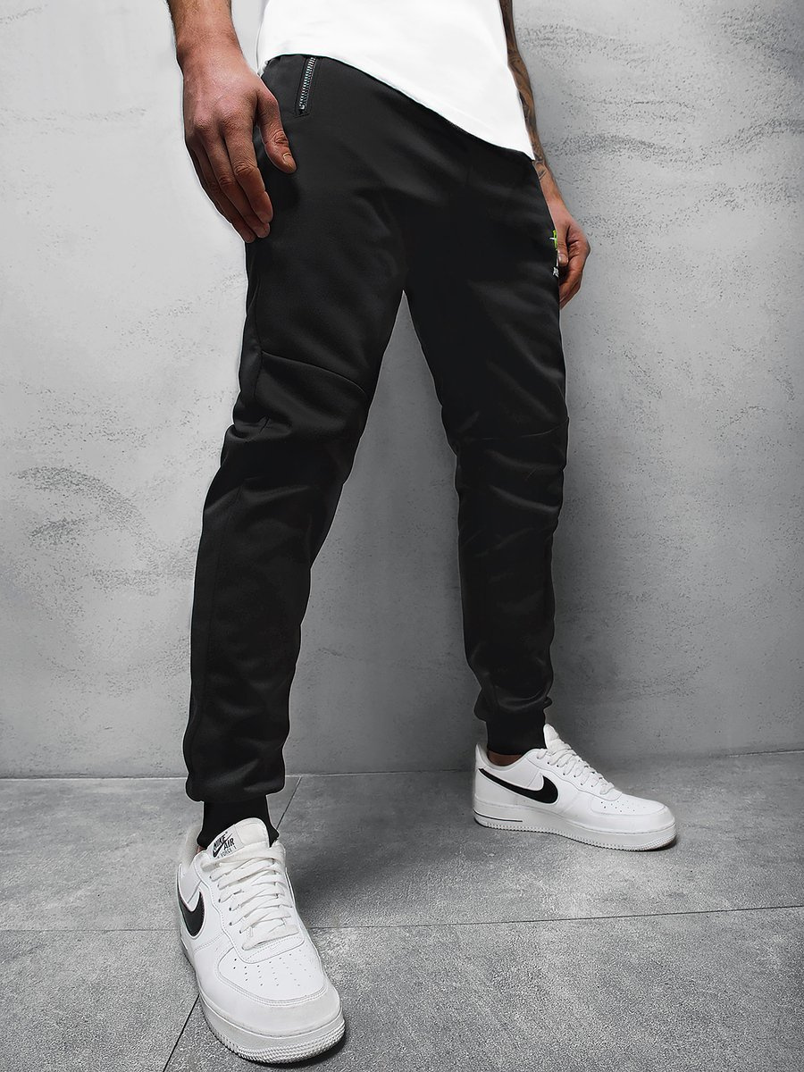 Pantalon de surv tement Homme Noir et vert OZONEE JS K50005 OZONEE