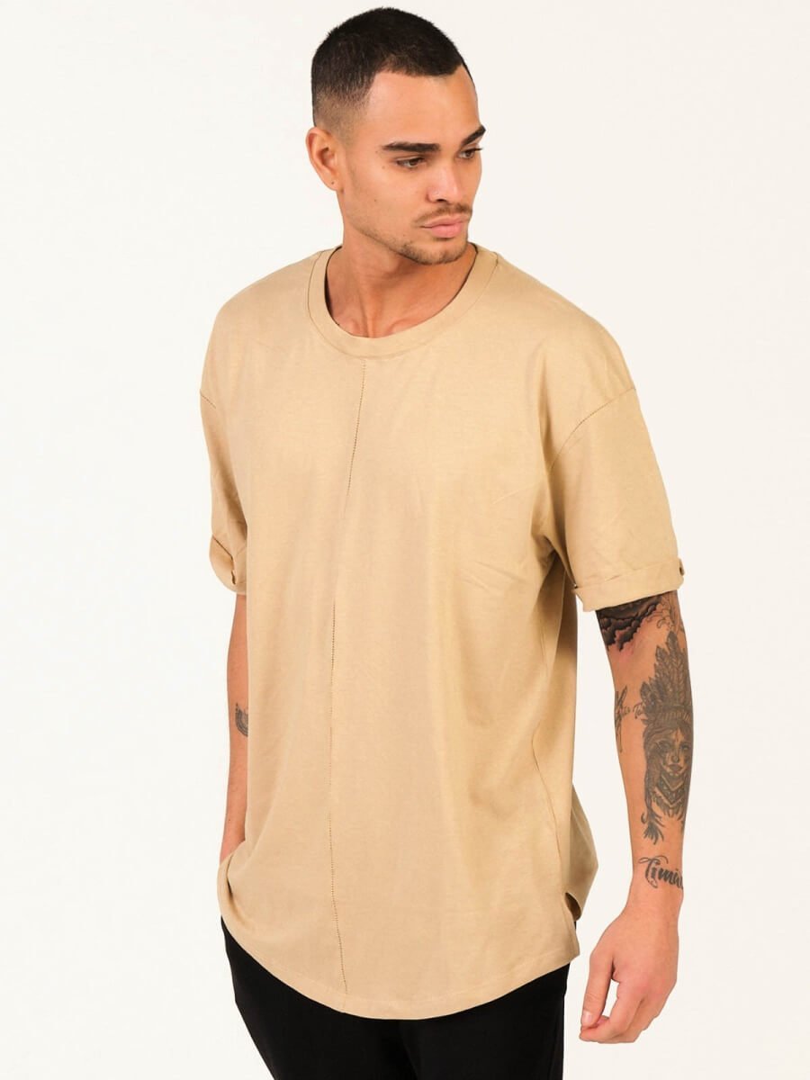 T-Shirt Homme Beige OZONEE MR/21516