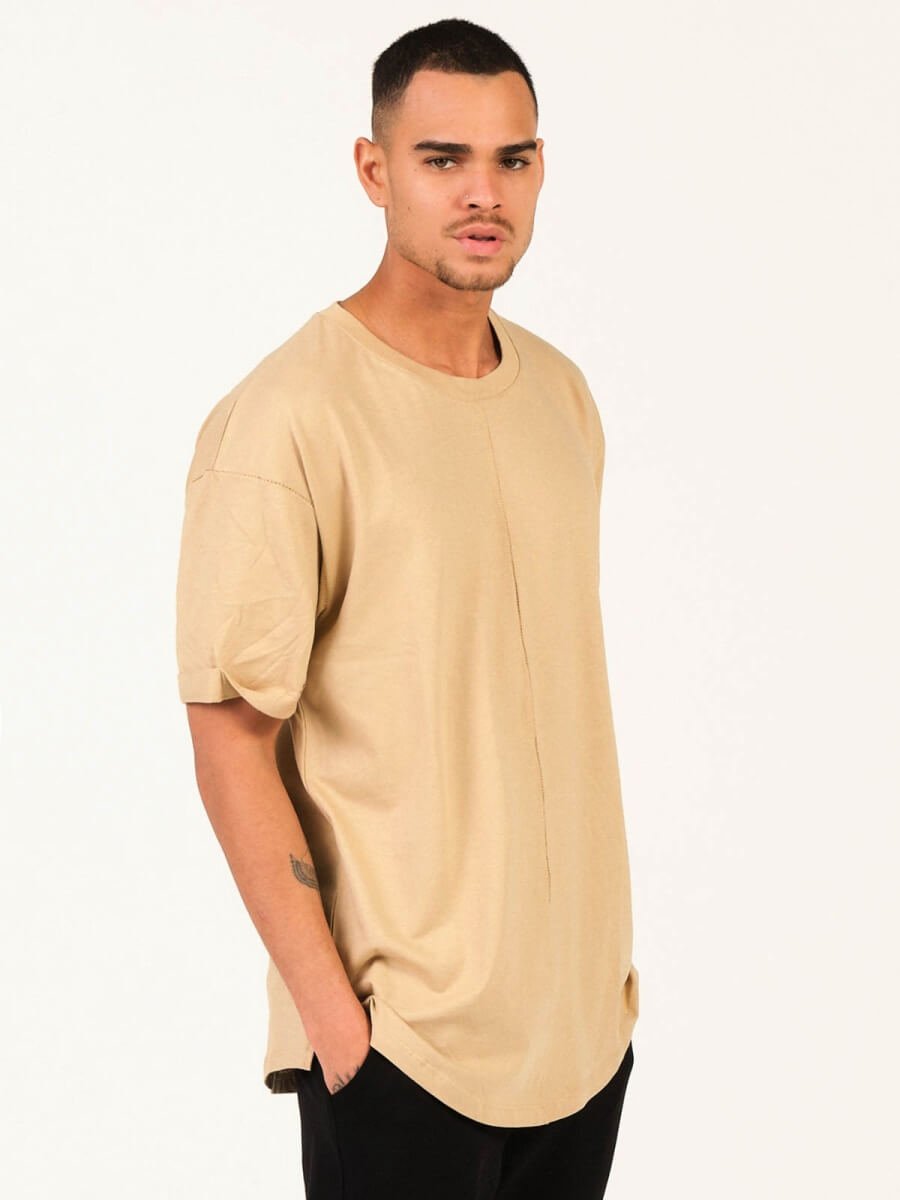 T-Shirt Homme Beige OZONEE MR/21516