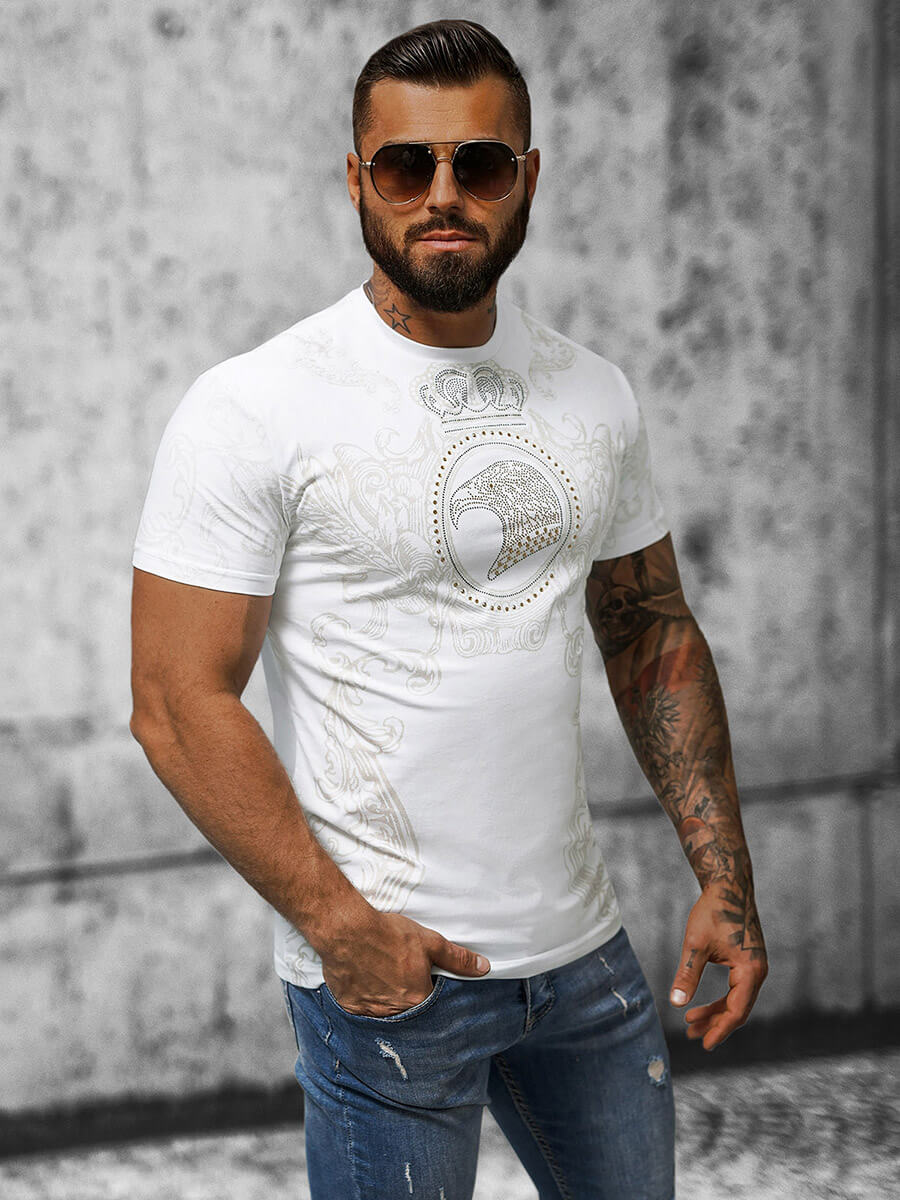 T-Shirt Homme Blanc OZONEE NB/MT3038