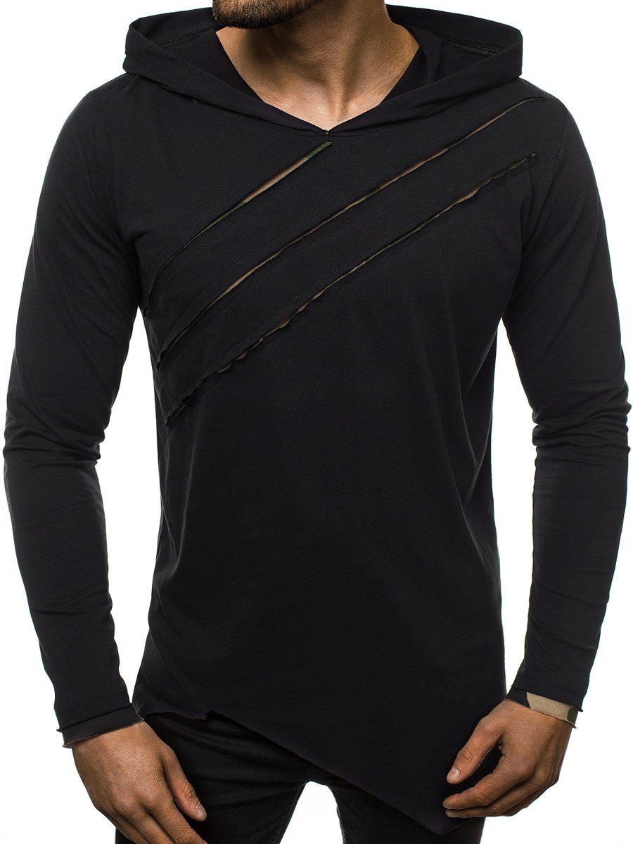 T-shirt à manches longues Homme Noir et vert OZONEE O/1220 ...