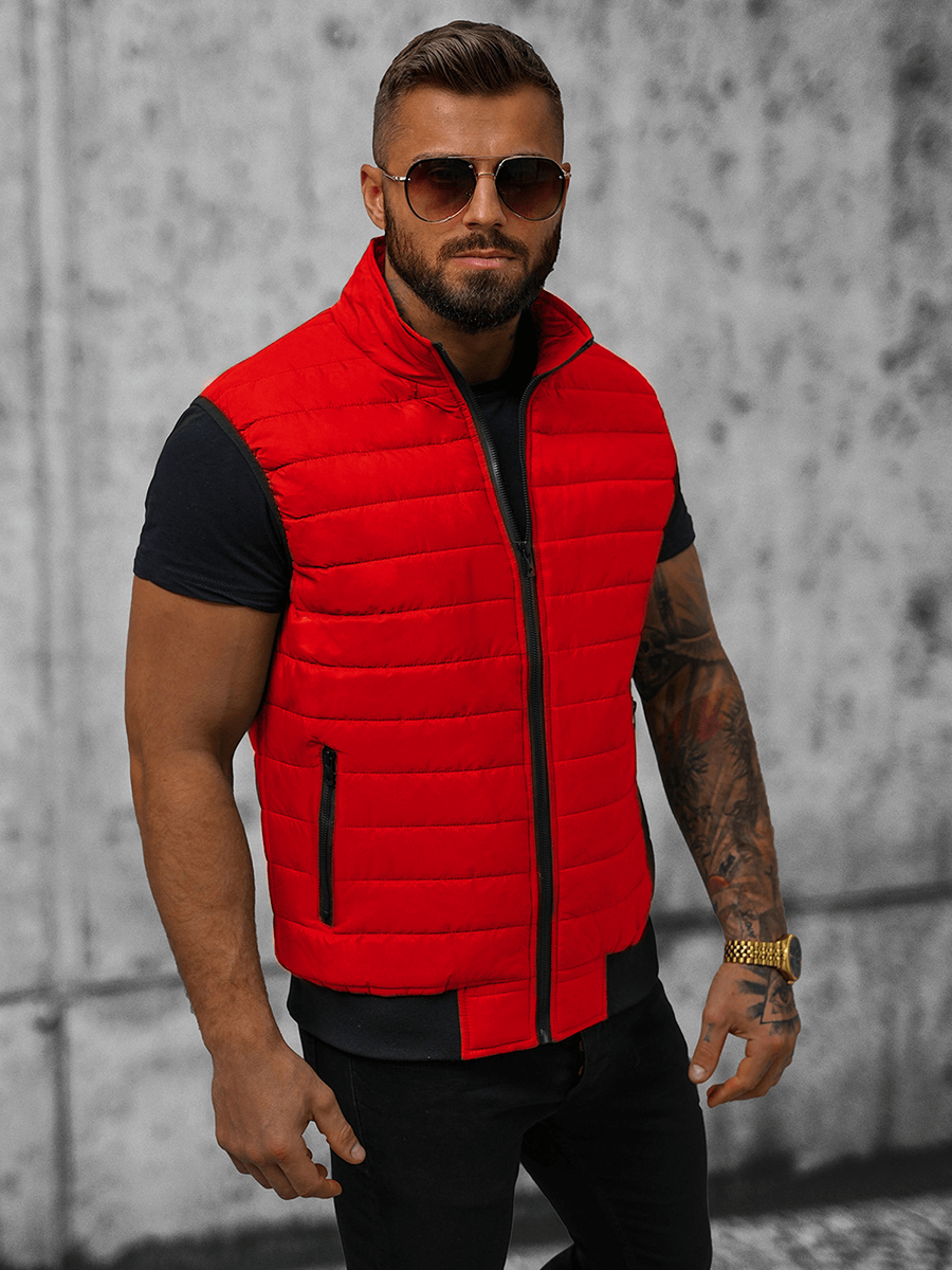 Veste Sans Manches Homme Rouge OZONEE JS MY77 OZONEE