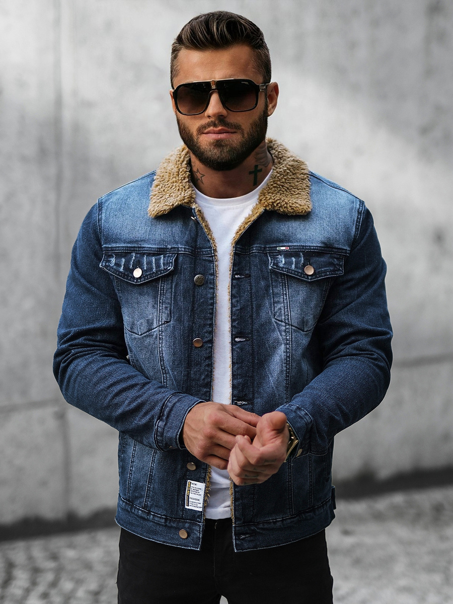 Veste en Jean Homme Bleu Fonce OZONEE NB MJ520BSZ