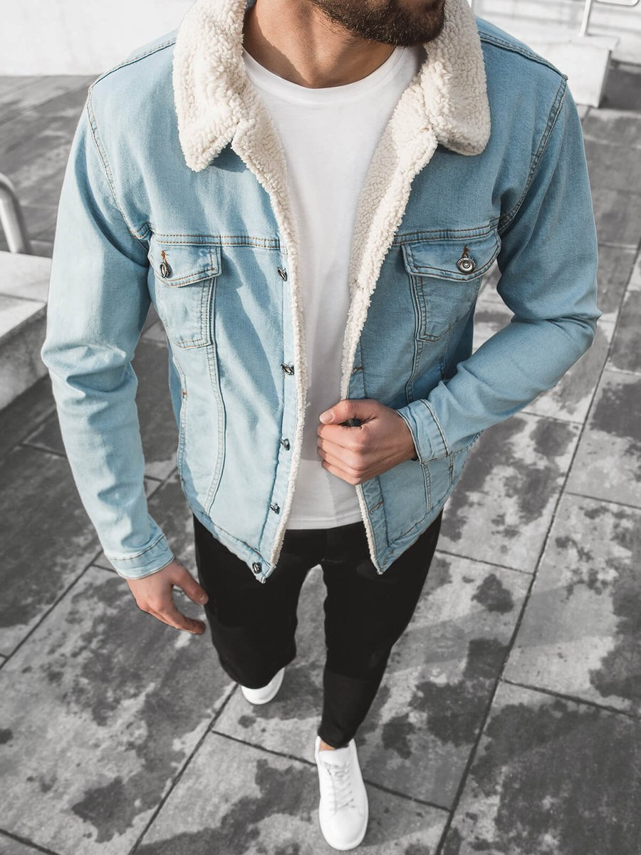 Veste En Jean Homme Bleu Clair Ozonee O W1074 Ozonee