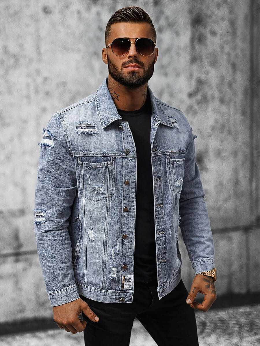Veste en jean Homme bleu OZONEE NB/MJ534B | OZONEE