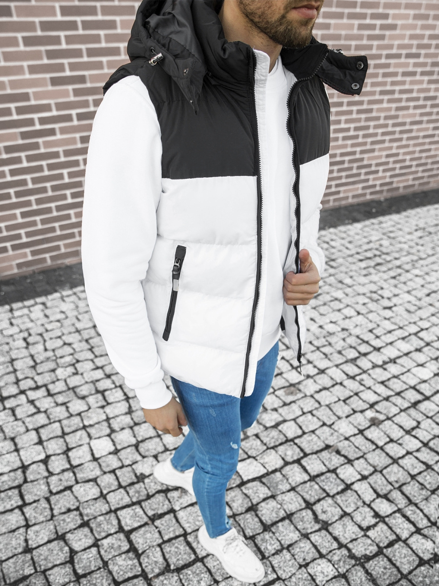 Veste sans outlet manche homme blanche