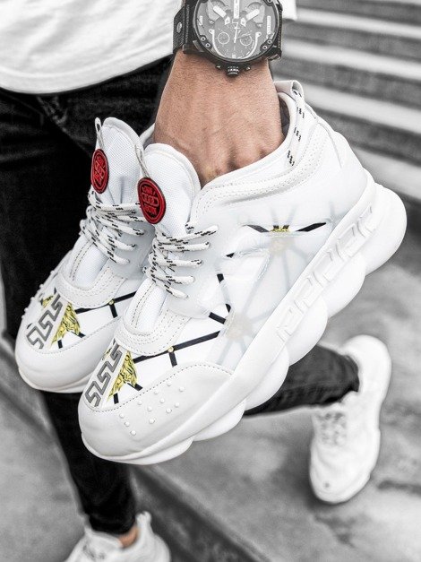Baskets Homme blanc et or OZONEE G/2020