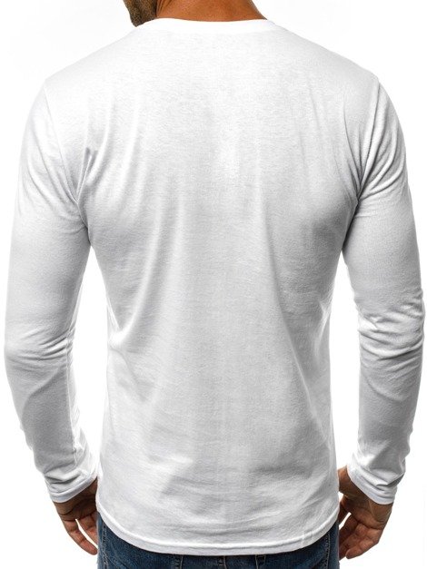 OZONEE B/6201 T-shirt à manches longues Homme Blanc