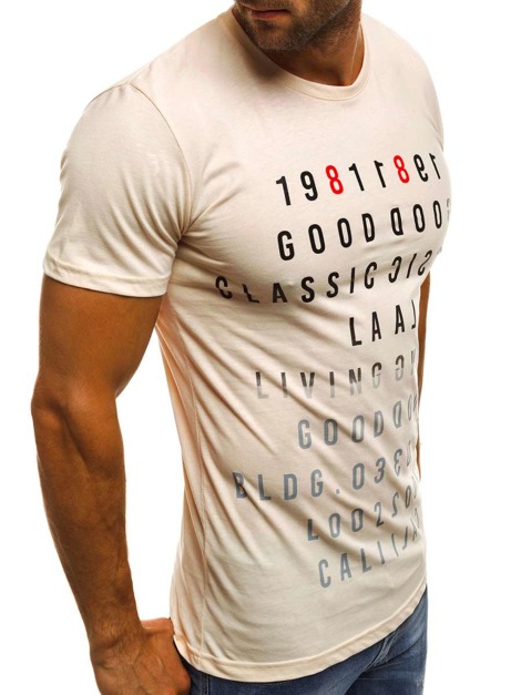OZONEE MECH/2044 T-Shirt Homme Beige