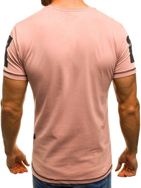 OZONEE MECH/2046 T-Shirt Homme Rose