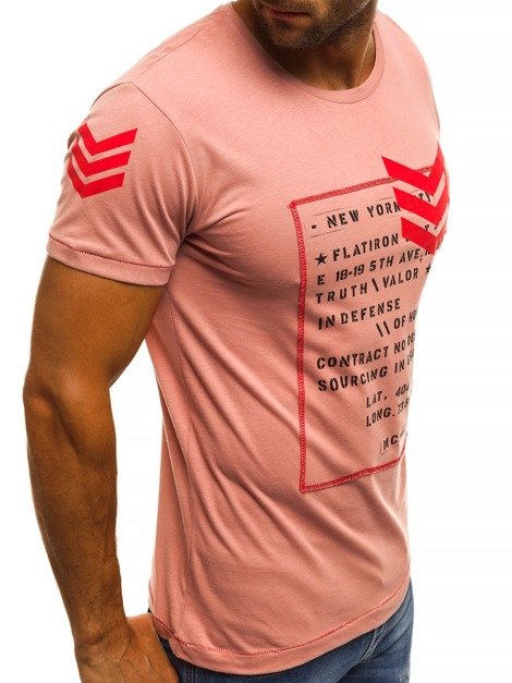 OZONEE MECH/2079T T-Shirt Homme Rose