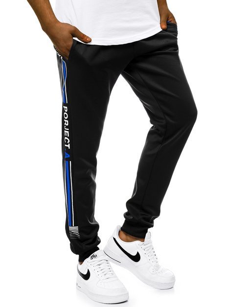 Pantalon de survêtement Homme Noir et bleu OZONEE JS/AM120