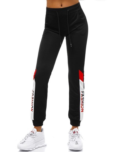 Pantalon de survêtement pour femme Noir et rouge OZONEE O/82286