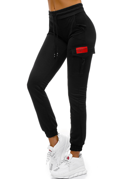 Pantalon de survêtement pour femme Noir et rouge OZONEE O/82320
