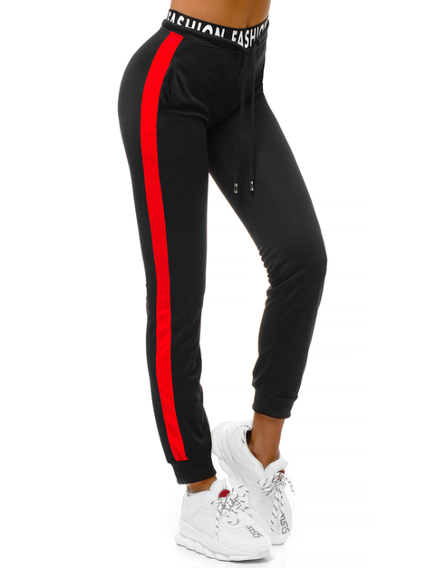 Pantalon de survêtement pour femmes Noir et rouge OZONEE O/82316