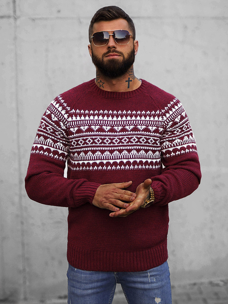 Pullover Homme Bordeaux OZONEE O/H9300