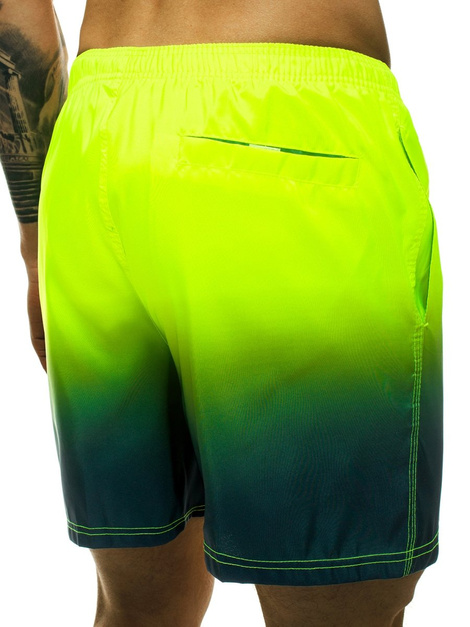 Short de bain Homme vert et jaune OZONEE ST008-10