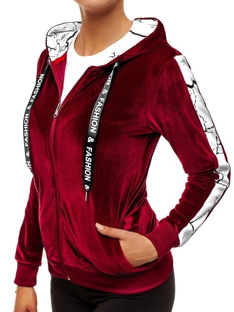 Sweat-shirt zippé à capuche femme Bordeaux OZONEE O/82270