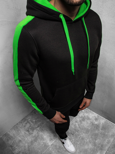 Sweatshirt Homme Noir et vert OZONEE JS/2012Z