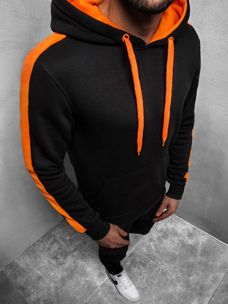 Sweatshirt Homme noir et orange OZONEE JS/2012Z