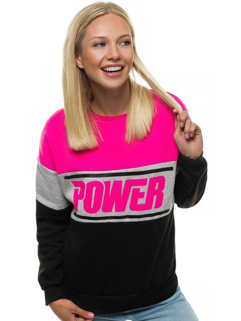 Sweatshirt femme rose et noir OZONEE JS/KSW1015