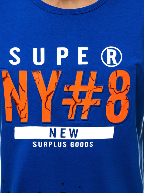 T-Shirt Homme Bleu OZONEE JS/KS2028