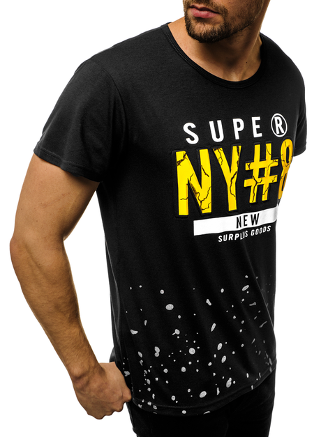 T-Shirt Homme Noir OZONEE JS/KS2028Z
