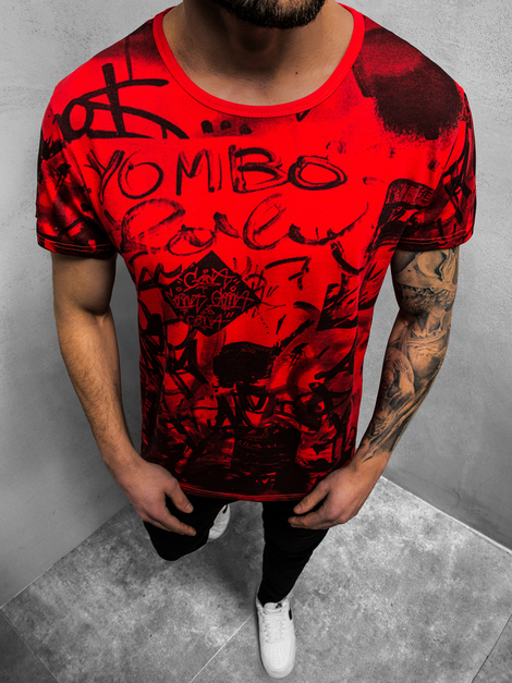 T-Shirt Homme Rouge OZONEE JS/KS1987Z
