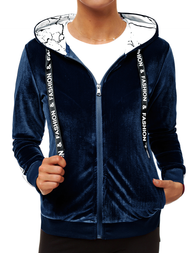 Sweat-shirt zippé à capuche femme Bleu foncé OZONEE O/82270