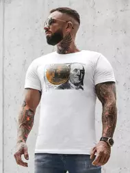 T-Shirt Homme Blanc OZONEE O/BL2260Z