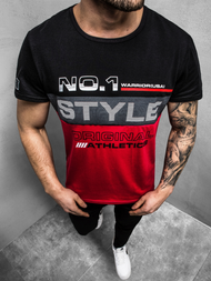 T-Shirt Homme Noir et rouge OZONEE JS/SS10900Z