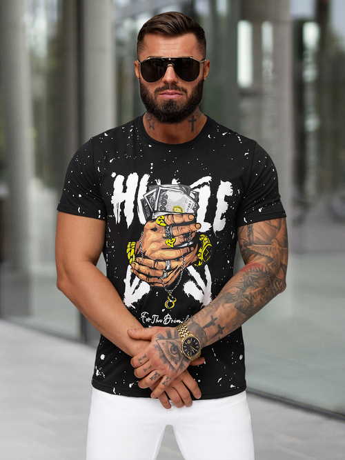 T-shirt Homme Noir OZONEE JS/8B1389/3