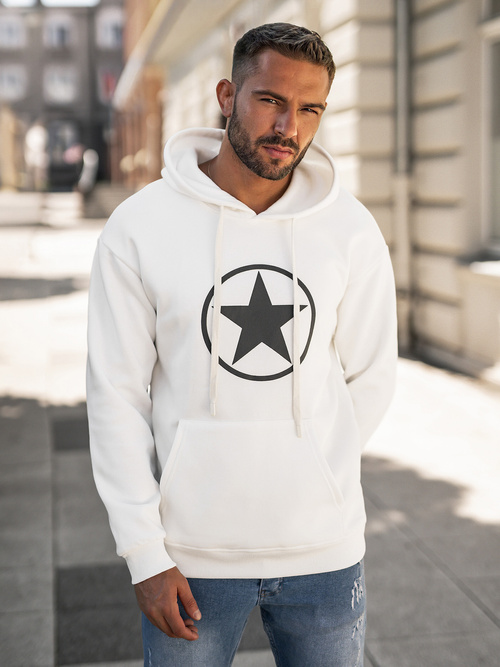 Sweatshirt à capuche homme blanc OZONEE JS/65B3910/1