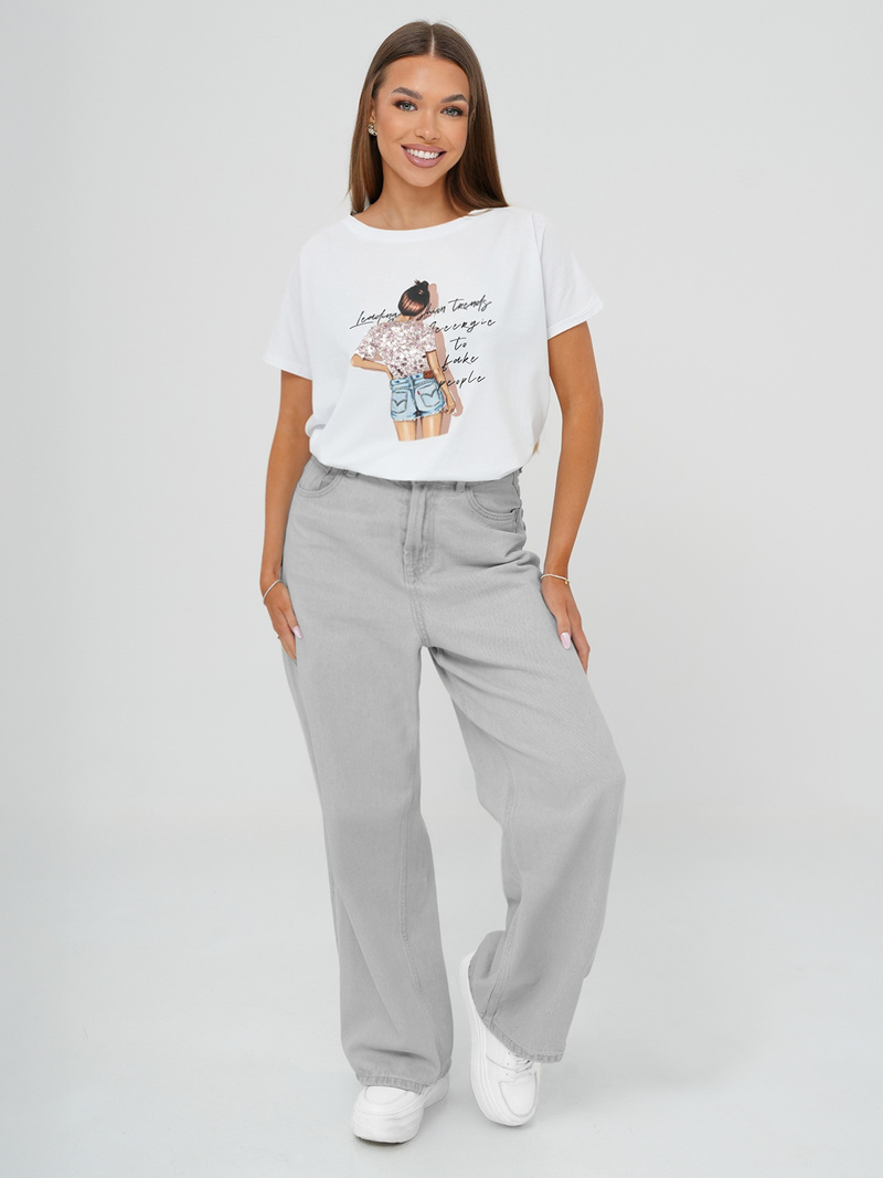 T-shirt femme blanc OZONEE JS/95T2573/1