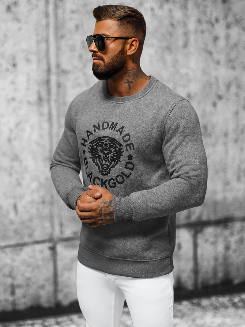 Sweatshirt Homme Gris Foncé OZONEE NB/MF2008
