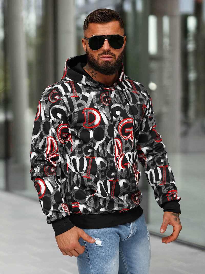 Sweatshirt à capuche homme noir OZONEE JS/8B1237/3