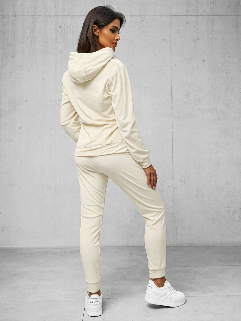 Ensemble survêtement femme en velours ecru OZONEE O/8C1175/155Z