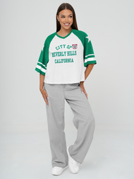 T-shirt Femme Blanc et Vert OZONEE JS/R62493