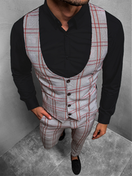 Ensemble homme - gilet et pantalon chino Gris et rouge OZONEE DJ/5598