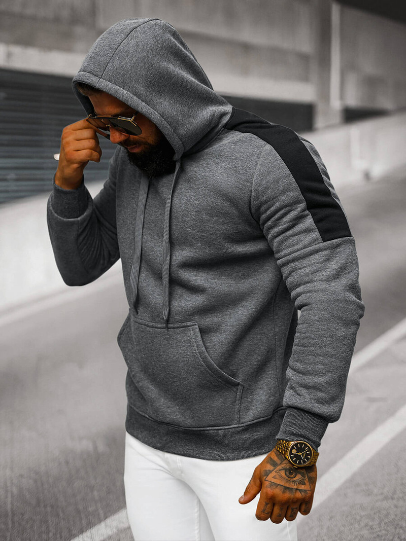 Sweatshirt à capuche homme gris foncé OZONEE JS/8B1311/5