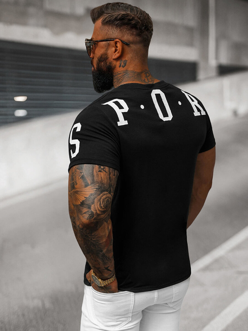 T-shirt Homme Noir OZONEE O/8T1260/3