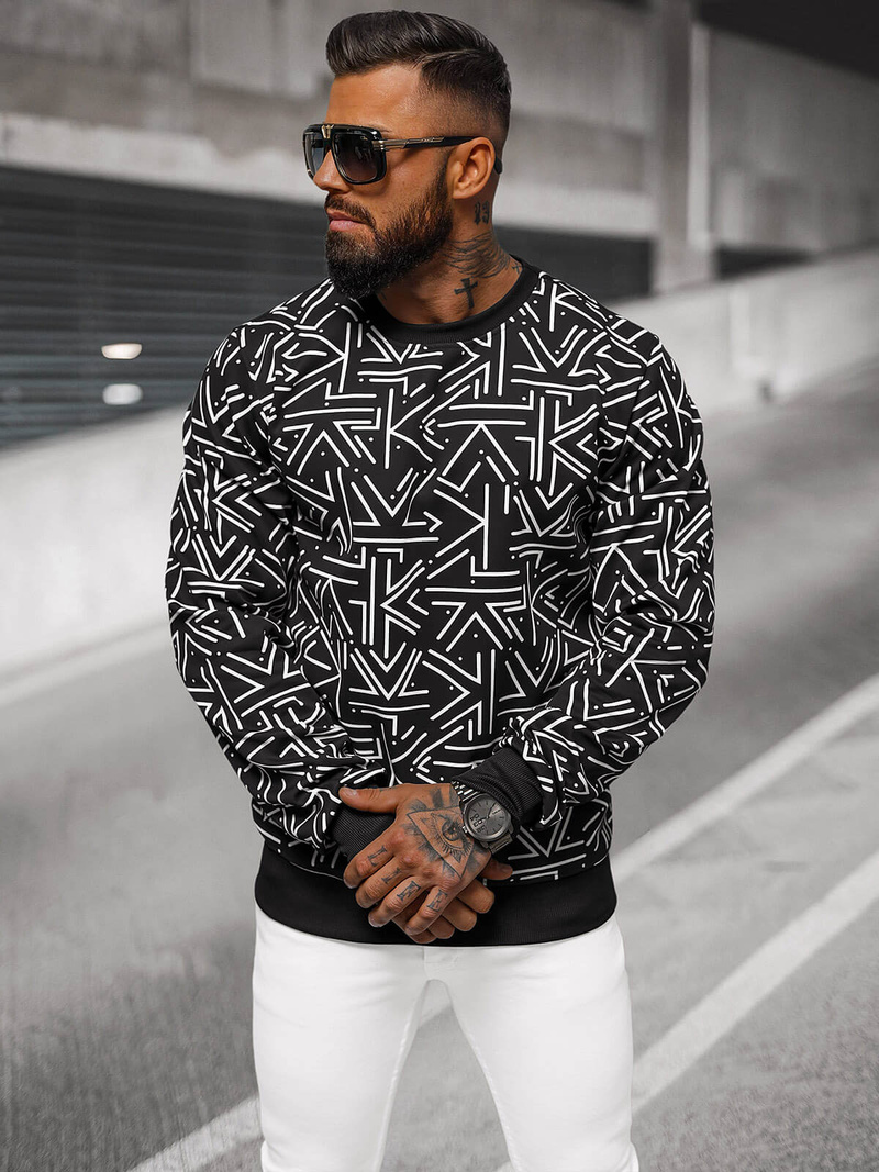 Sweatshirt Homme Noir OZONEE JS/8B1219/3