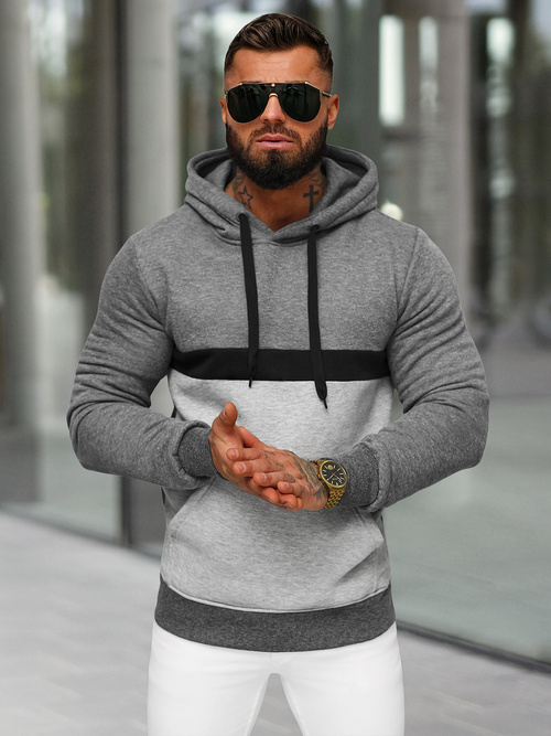 Sweatshirt à capuche homme gris foncé OZONEE JS/8B1319/5