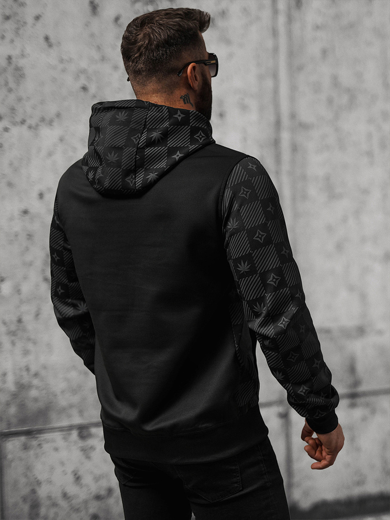 Sweatshirt à capuche homme noir OZONEE O/B265