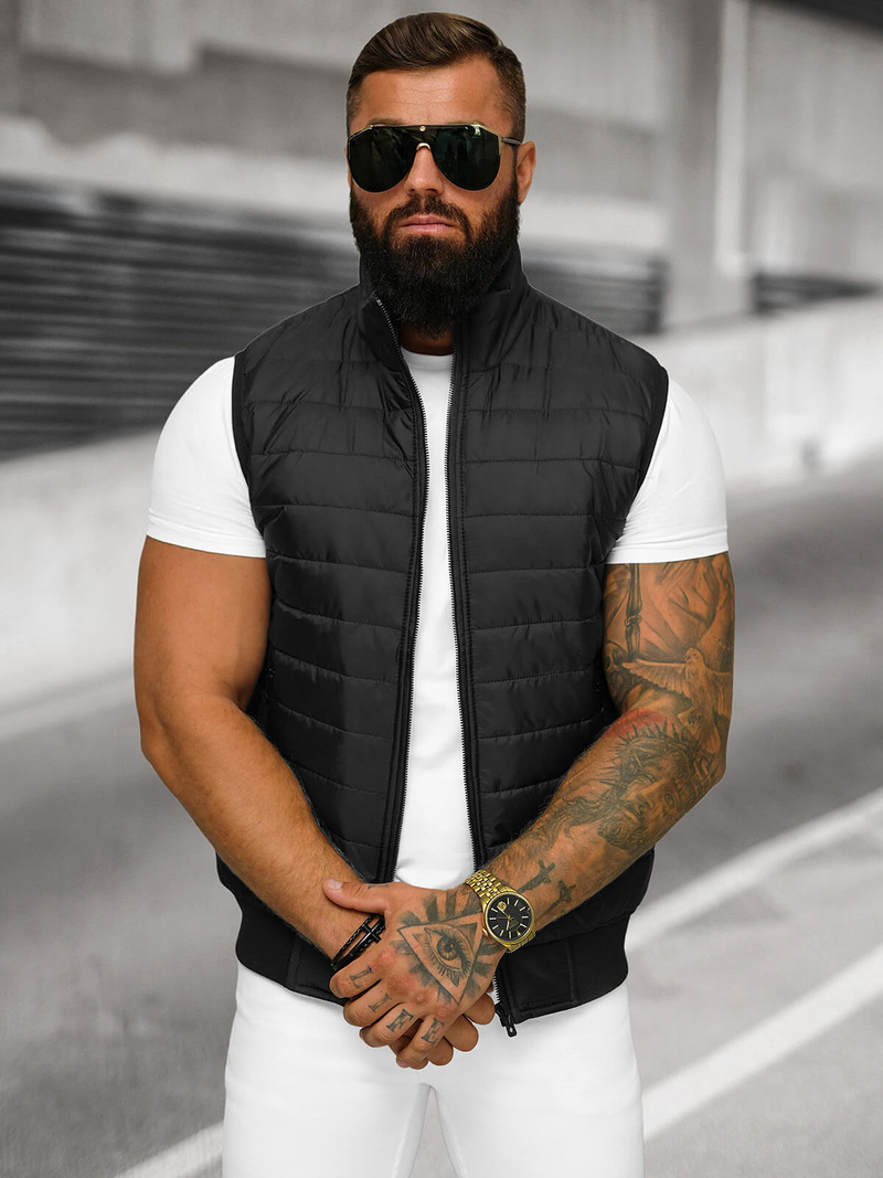 Veste Sans Manches Homme Noir OZONEE JS/MY77Z