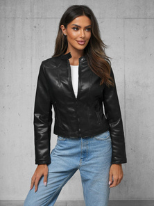 Veste en cuir femme noir OZONEE JS/11Z8127